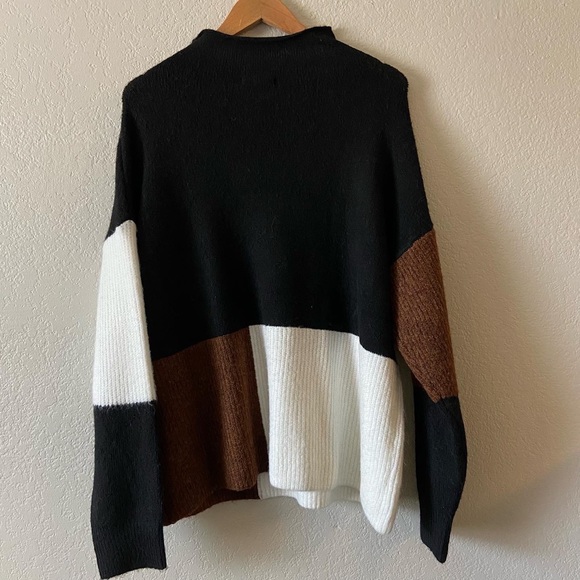 ENTRO Mock Neck Colorblock Sweater LARGE - Picture 5 of 5